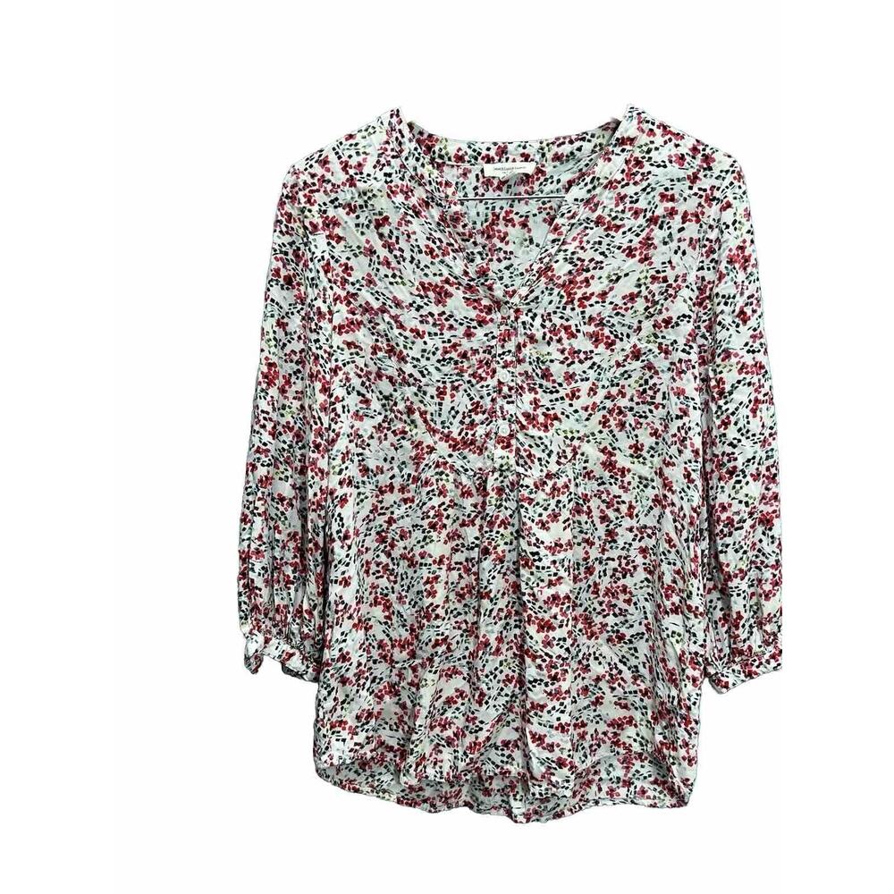 Beach Lunch Lounge Women's Small White Floral victorian romantic cottage Shirt